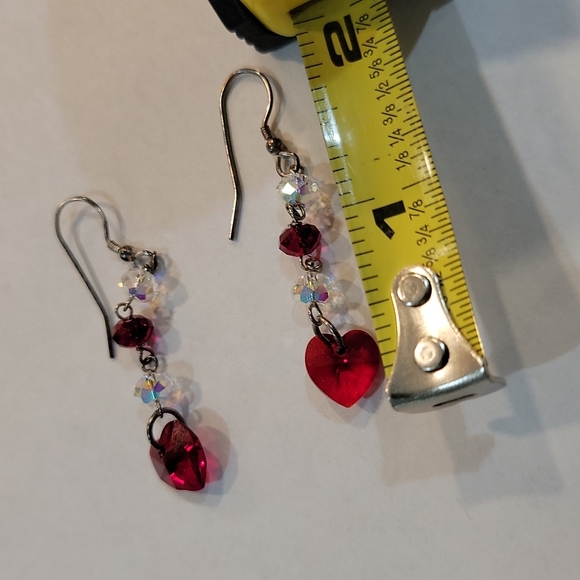 Handmade Crystal with Heart earrings - Picture 4 of 4